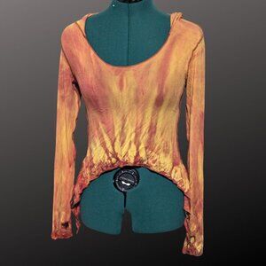 NWOT Hand Dyed Festival Hoodie w/ Sharkbite Hem and Thumbholes